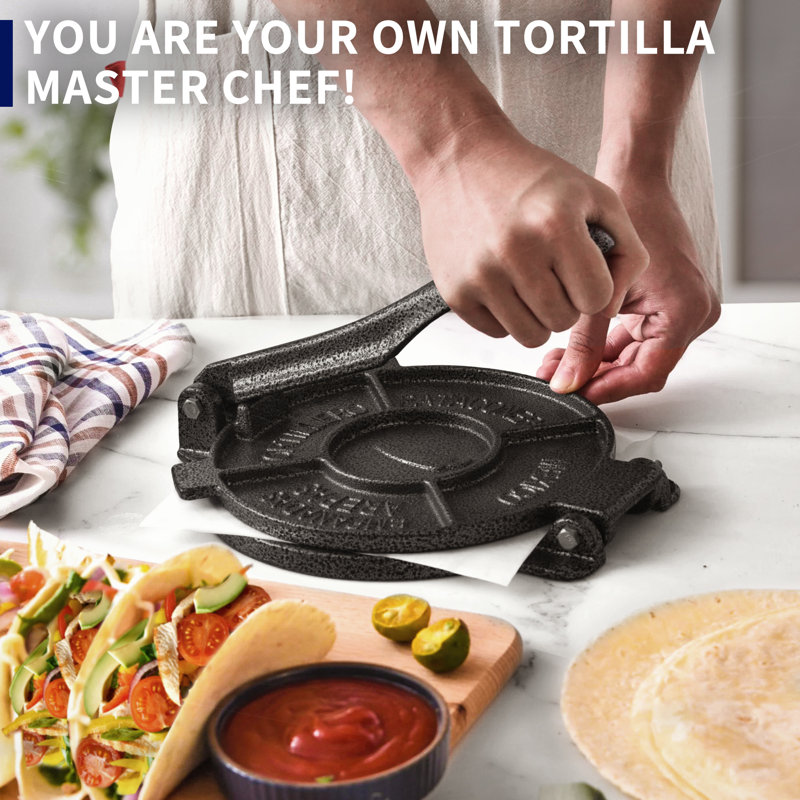 ARC Tortilla Maker 8 inch Taco Press Black Grey, Cast Iron